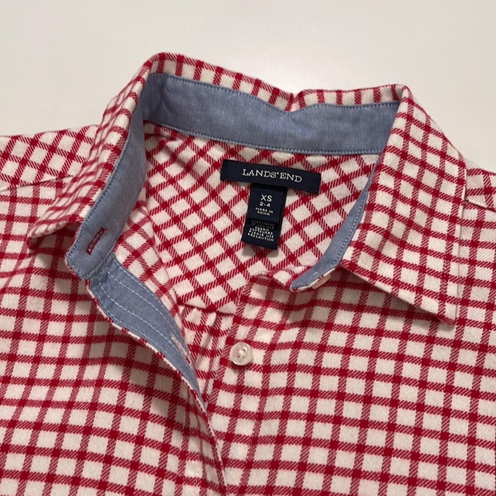 Lands End Plaid Cotton Button Shirt Size XS - Picture 3 of 9